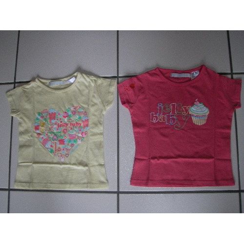 Lot De 2 T-Shirt Neuf Taille 2 Ans (1 Jaune Et Un Rose Foncé ) La Redoute