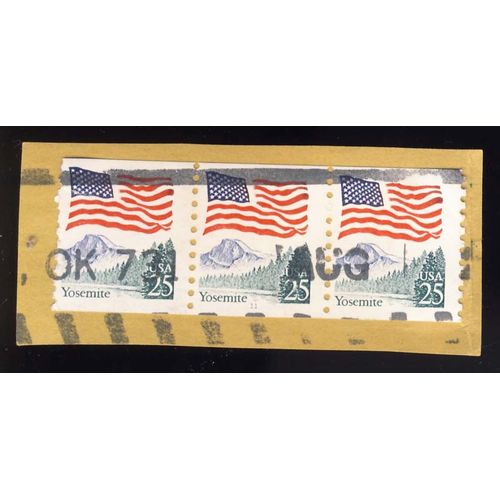 Timbre Usa, Yosemite Et Drapeau, 25 Cents, Oblitéré