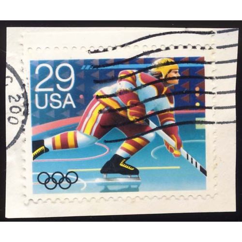 Timbre U S A, Hockey Su Glace, 29 Cents, Oblitéré