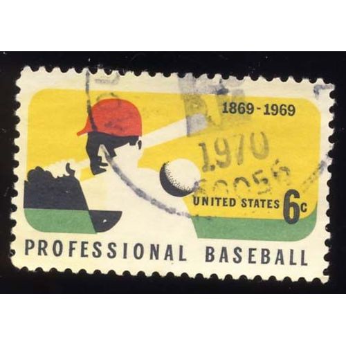 Timbre U S A, Proessional Baseball 1869-1969, 6 Cents, Oblitéré En 1970