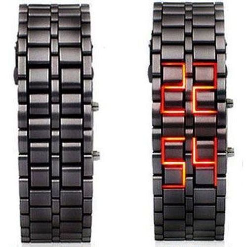 Montre Samourai Fashion Design Black Led Rouge