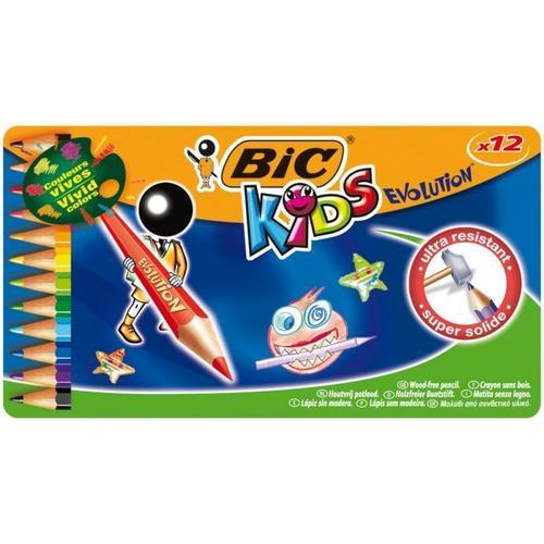 BIC ECOlution Kids Evolution Boite Métal 12 Crayons de Couleur