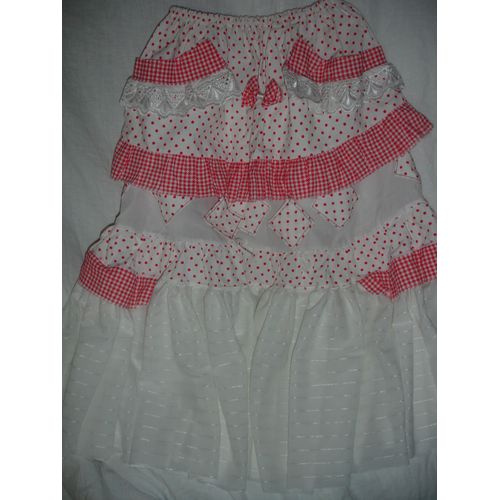 Jupe À Volants Petits Pois Rouges 5/6 Ans