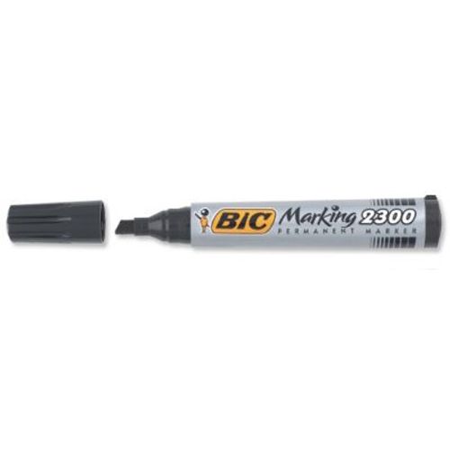 Boîte De 12 Marqueurs Permanents Bic Marking 2300 Pointe Biseau Noir