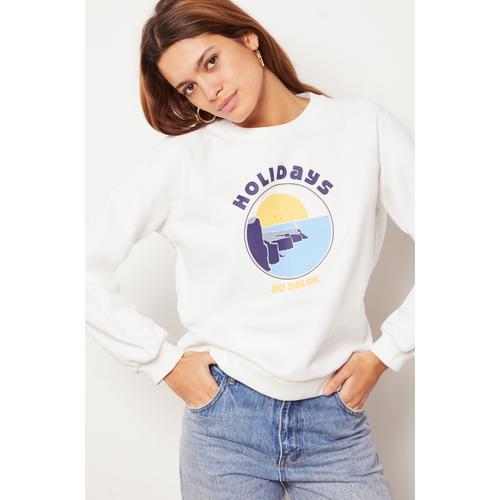 Sweat Imprimé 'holidays' En Coton - Toudou - Xl - Ecru - Femme - Etam