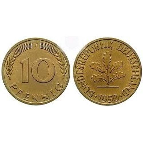 Piece De 10 Pfennig 1950  ( Allemagne ) Lettre F
