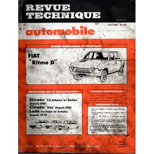 Revue Technique Automobile  N° 421 : Fiat Ritmo Diesel