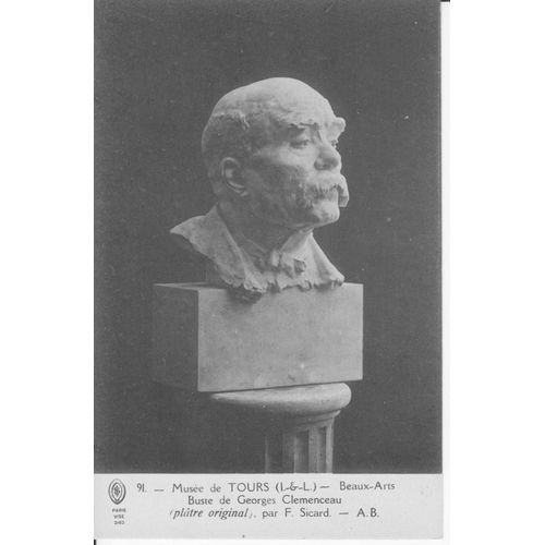 Tours - Musée - 2 Cpa - Buste De Georges Clemenceau - Tbe - Ref 060997