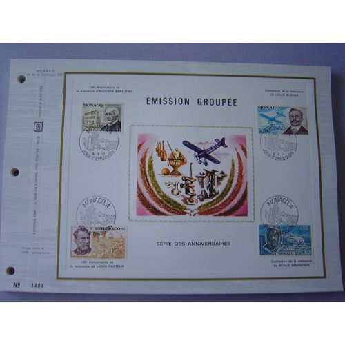 Monaco 1972 - 2 Feuillets Philatéliques Cef 44 Et 44s - Emission Groupée : Escoffier, Blériot, Pasteur Et Amundsen.