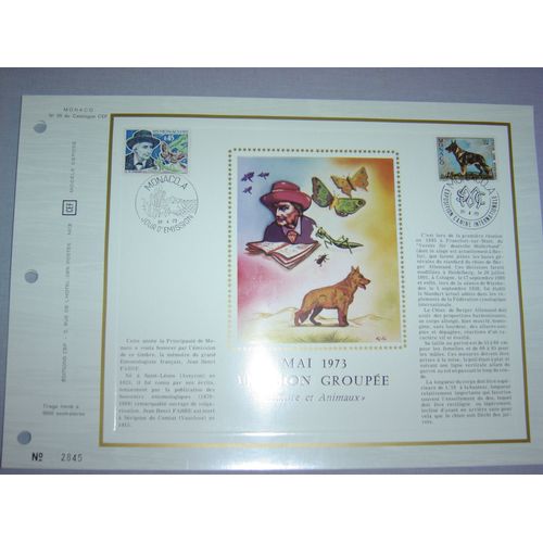 Monaco 1973 - 2 Feuillets Philatéliques Cef 55 Et 55s - Nature Et Animaux : Fabre.