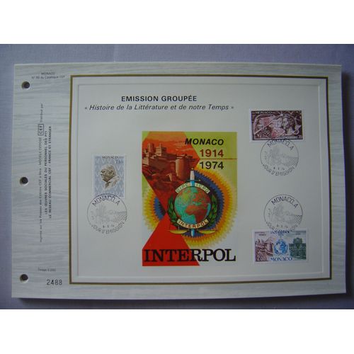 Monaco 1974 - 2  Feuillets Philatéliques Cef 66 Et 66s - Histoire De La Littérature Et De Notre Temps : Interpol, Churchill Et Ronsard.