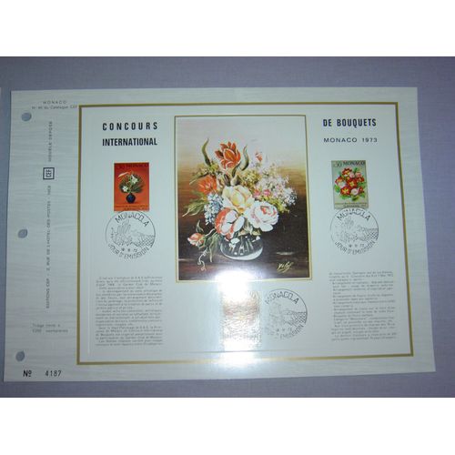 Monaco 1972  - 2 Feuillets Philatéliques Cef 49 Et 49s - Concours International De Bouquets