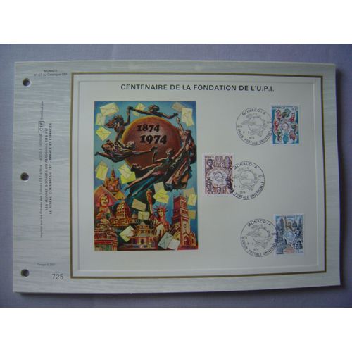 Monaco 1974 - 2 Feuillets Philatéliques Cef 67 Et 67s - Centenaire De La Fondation De L'upi