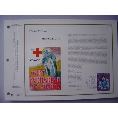 Monaco 1975 - 2 Feuillets Philatéliques Cef 79 Et 79s - Croix-Rouge : Saint Bernardin De Sienne