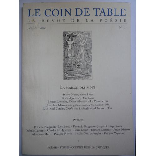 Le Coin De Table : La Revue De La Poésie 11 La Maison Des Mots