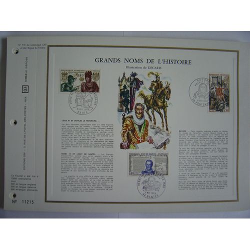 Feuillet Philatélique Cef 116 - Histoire : Louis Xi Et Charles Le Téméraire, Bayard, Henri Iv Et L'edit De Nantes.