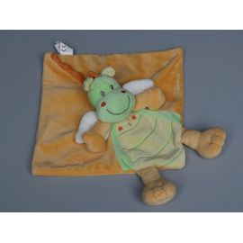 Doudou Dragon Plat Jaune Vert Nicotoy