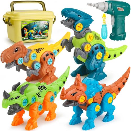 Diy Dino Disassembly: Fun & Educational Dinosaur Toy Exploration With Electric Drill And Storage Box
