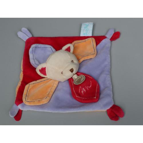 Doudou Chat Plat Bleu Orange Rouge Baby Nat Babynat'