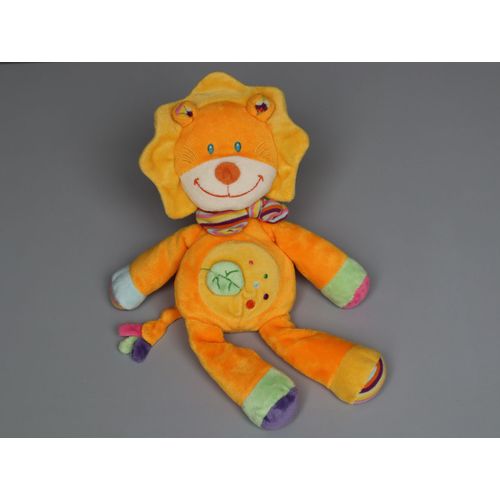 Doudou Lion Orange Jaune Pommette