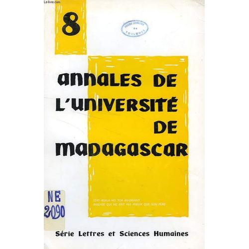 Annales De L'universite De Madagascar, N° 8, 1968