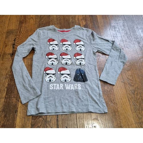 T-Shirt Manche Longue H&m Garçon Gris Imprimé Star Wars Taille 7/8ans