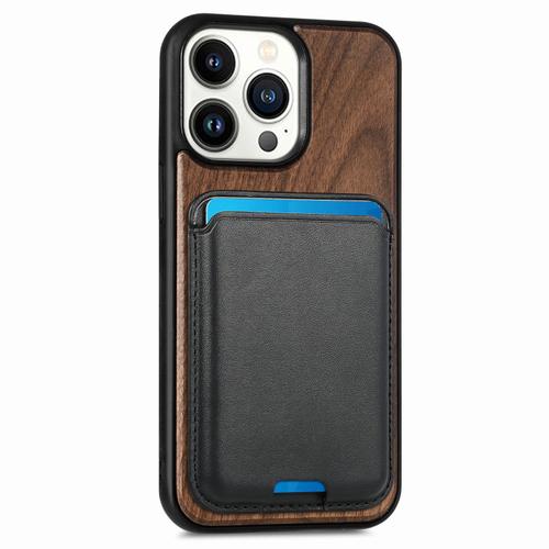 Porte-Cartes Magnétique 2 En 1 Étui En Bois Détachable Pour Iphone 14 Pro Max 13 12 11 Pro Xs Max 7 8 Plus Xr X