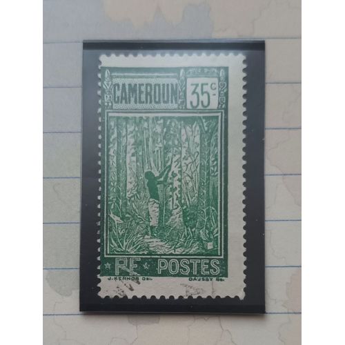 L318 -- Timbre Oblitéré Cameroun, Occupation Militaire Française N ° 116 -- Année 1925/27 -- " Récolte De Caoutchouc ; Vue ".