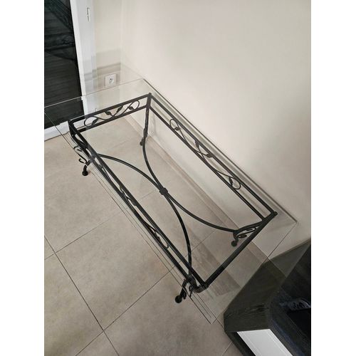 Table Basse En Fer Forgé Noir Et Plateau En Verre