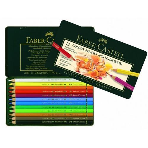 Boîte En Métal De 12 Crayons De Couleur Faber-Castell Polychromos