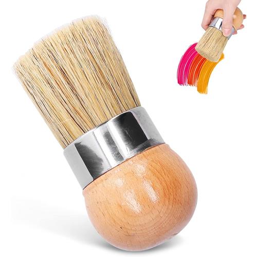 Pinceau pochoir, pinceau de cire de peinture à la craie avec poignée ronde brosse de modèle pour peinture ou pour cirer des meubles