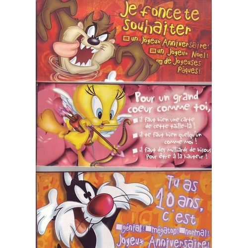 8 Cartes Postales A 3 Volets .Taz Mania .Titi . Sylvestre . Bugs Bunny
