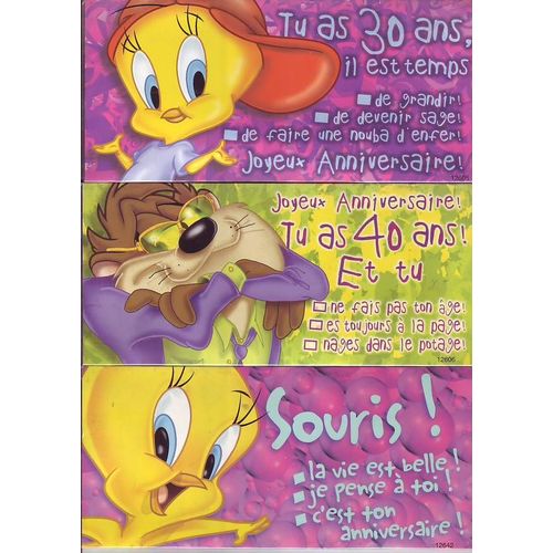 8 Cartes Postales A 3 Volets .Taz Mania .Titi . Sylvestre
