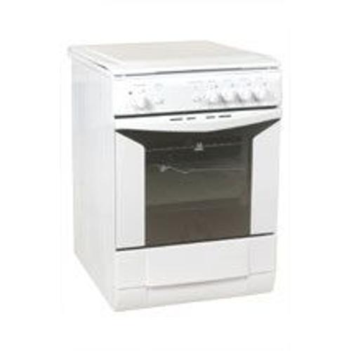 INDESIT CUISINIERE K6G2W - Couleur : Blanc - Pose : Pose libre - Type : Gaz - Nettoyage Four : Catalyse - Allumage : Electrique - Thermocouple Table : Non - Rangement :...