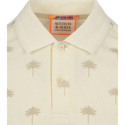 Polo Scotch And Soda Palmiers Ecru Beige Blanc Cassé Taille Xl