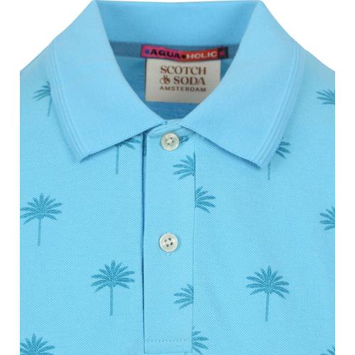 Polo Scotch And Soda Palmiers Bleu Clair Bleu Taille L