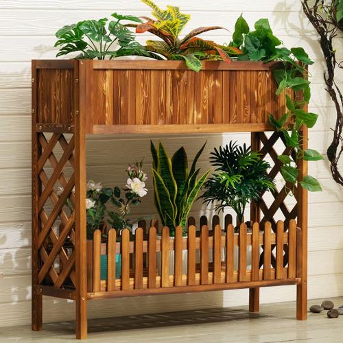 Étagère À Fleurs En Bois Massif, Décoration Multicouche Pour Balcon Intérieur, Pot De Radis Vert, Succulent Salon, Art En Fer Sur Pied (Surpoids Et Surdimensionné)