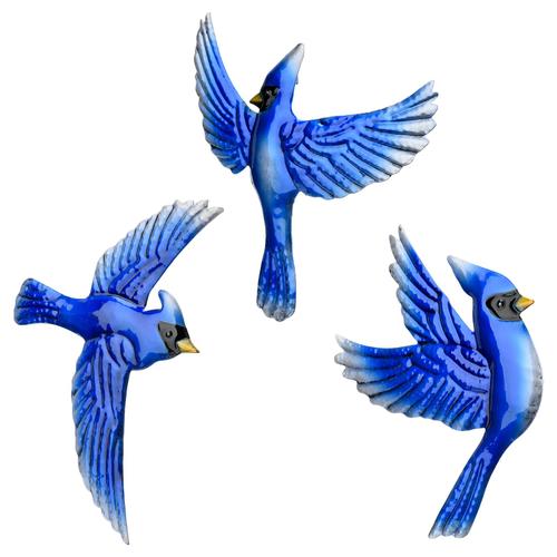 [Ander Online] (3 Pièces, Abc-Bleu) Pendentif Mural Oiseau De Dessin Animé, Décoration De Jardin De Maison [Remarques Lors De La Commande, 3 Pièces Dans Une Boîte]