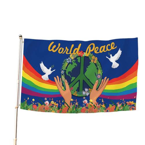 [Yue Xinghui] Décoration extérieure de la maison et du jardin drapeau de la paix drapeau de la colombe de la paix mondiale 90 * 150CM (sac) couleur de l'image taille unique