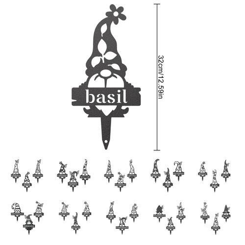 [Ander Online] 3 Pièces Ciboulette, Courgettes Courgettes, Basilic Nouveauté Étiquettes De Plantes De Nain De Jardin Inserts De Jardin En Métal Cour Étiquettes De Fruits Et Légumes Plantes (Opp + Emballage En Carton)