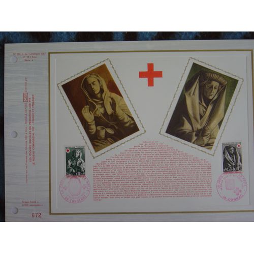 2 Feuillets Philatéliques Cef 259s, N° 76 Et 77 Soie - Croix Rouge : Le Sépulchre De Tonnerre.