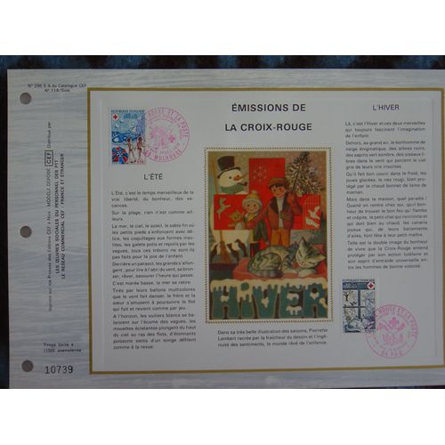 2 Feuillets Philatéliques Cef 296s, N° 114 Et 115 Soie - Croix Rouge : L'été, L'hiver.