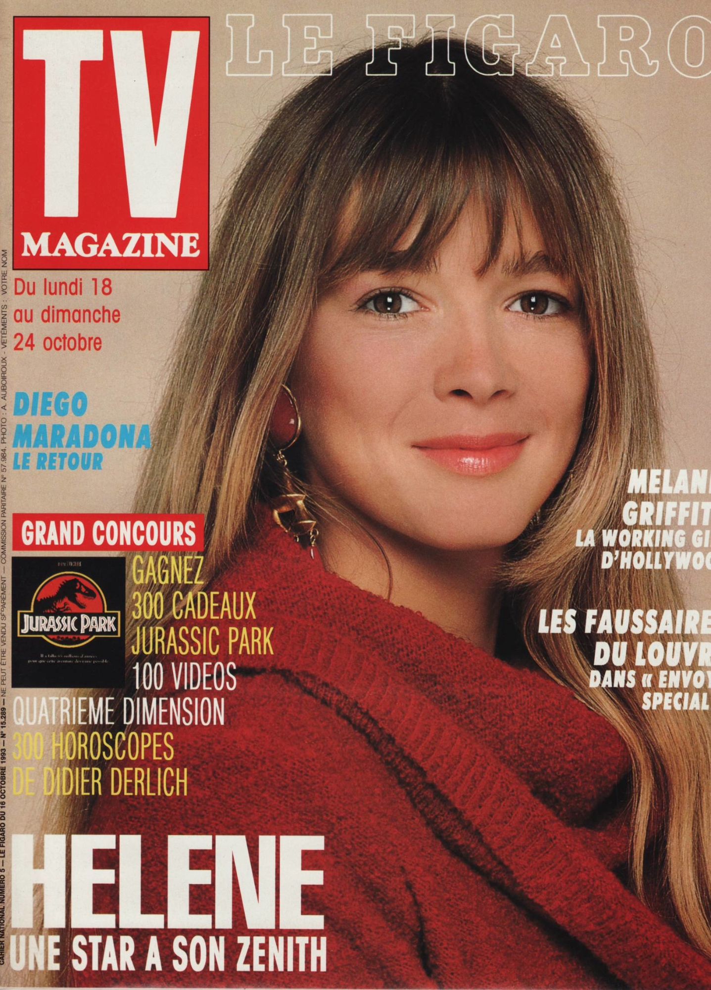le figaro tv magazine  16-10-1993 n°15289 : hélène rollès (1p) - charlotte  valandrey (34p) | Rakuten