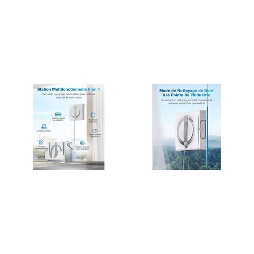 ECOVACS WINBOT W2S Robot de Nettoyage de vitres, Nettoyage Intelligent Bord à Bord avec Brosse TruEdge™, pulvérisateur d'eau 3 Jets, Protection 10 Niveaux, Planification de trajectoire Win-Slam 4.0
