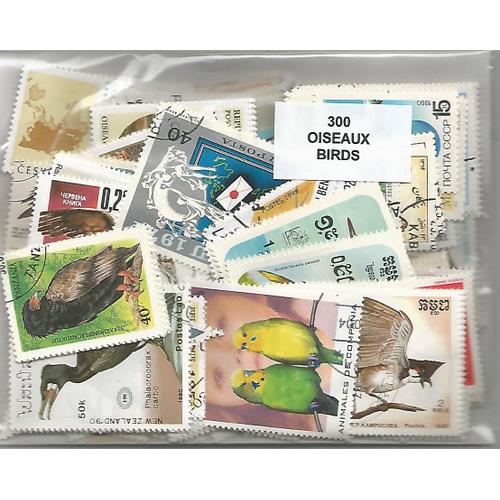 Lot 300 Timbres Thematique " Oiseaux