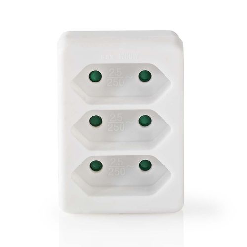 Nedis Répartiteur pour Prise d'Alimentation 3 entrées Prise Schuko Blanc
