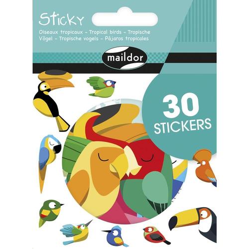 Maildor Sticky, Oiseaux Tropicaux, 30 Gommettes - Multicolore