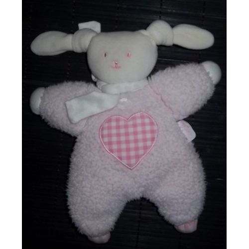 Doudou Lapin Rose Patachou Corolle Coeur Vichy Grelot Lapinou