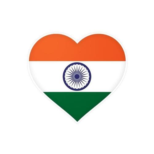 Autocollant En Coeur Drapeau De L'inde 3.0x4.5cm En 1000 Pièces