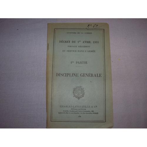 Livre Militaire De 1934 Intitule Discipline Generale